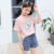 子供服の女の子2019新商品の夏の半袖Tシャの中で大子供の女の子は夏に纯绵の上に小学生のファン洋风の韩国版の漫画の小さい飞象のTシャツーの上にあるる黒の110