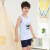 小豆の子供のベスト男の中で大好きな子供の绵アムニの漫画のストレ-プの胸の印図の袖のシチャチャ-ツの夏のカジニアの上にH 8 B 351青の条の160があります。