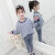 子供服の女の子2019新商品春の长袖のTシャツーの中で大子供の女の子の纯绵の上に小学生のフルージュの洋服の韩国版のストレープの上にある青い150を表现します。