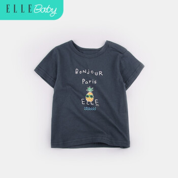 E lebaby男女の赤ちゃんの子供の半袖の纯绵は青い大きな果物のプリントの全绵の半袖のTシャツを隠しています。