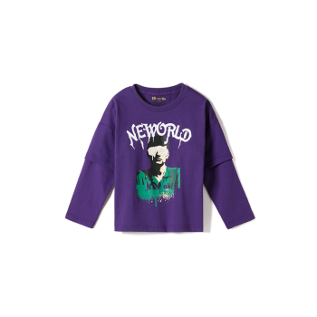 イベンペロリティーの長袖Tシャツの中の大童男児2019新型秋の縞模様の丸首の着付けは濡れている紫（1029）140 cm