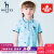 HAZYSハギブラ子供服男性Tシャ夏服新型子供服半袖POLO上着男性用プリント半袖Tシャツ水色130 cm