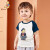 精典泰迪Class ic Teddy子供服子はTシャツー、男女半袖Tシャツー、子供供は2019夏新型野球帽子熊カステラ半袖Tシャツ100を着ています。