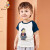 精典泰迪Class ic Teddy子供服子はTシャツー、男女半袖Tシャツー、子供供は2019夏新型野球帽子熊カステラ半袖Tシャツ100を着ています。