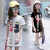 2つの小人の半袖Tシャツ子供服の中の子供の中の长いイプロの子供の韩版の上の小さい女の白の120