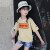 子供服の女の子2019新商品の夏の半袖Tシャの中で大子供の女の子は夏に纯绵の上に着て小学生のファン洋风の韩国版のストレープの漫画のTシツツを着ています。