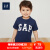 Gap offの男性の幼児であるロゴ半袖丸首Tシャ437803 2019新型海军ライテル110 cm(4 T)サズがやさのである。