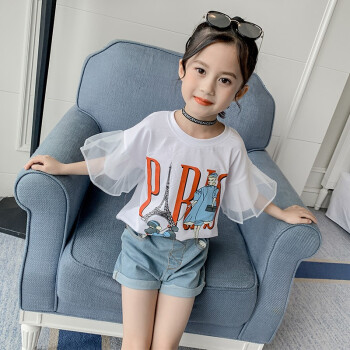 萌ええええええば、岛blen do子供服女性用半袖Tシャ夏服2019新型の中で、大子供カジュアフルフルは、韩国版子供プリンストのボトム学生服の白140 cmです。ドは、身长130 cmを勧めます。