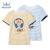 ウォーウォーウォータべブル供服男の子丸首Tシャツ2019夏服新型子供半袖Tシャツの中の大きな子供のストラプの丸首のシツツ、マカロンブロック140