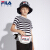 FILAフレ子供服男童半袖通气ストレープ丸首子供Tシャ2019夏新型标准白/传奇青-WT 160 cm
