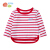 ビビビー子供供Tシャツー男女赤ちゃん海军ストレープ长袖纯绵上衣红白90 cm