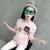 子供服の女性用Tシャツの長袖2019歳の子供用ボムの中の子供用丸首ガタの着付けと帽子のTシャツトのピンクの150は身長130-140 cmに適しています。