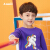 アンネ子供服男性子供服2019秋新モデルの中で、子供が個性的なプリント長袖丸首純綿Tシャッツ龍胆紫140を着用しています。