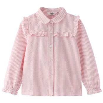 アロンネの子供服の女の子のシャツの長袖2020春の新型の女の子の学生の甘純綿のラペの上の潮白のチョークの170