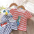 夏の子供の半袖Tシャッツ纯绵半袖赤ちゃんの上に男女供の赤ちゃんTシャッツのボムシャム0-7歳の韩国版3 Tシャシャシャッツ-アルファベース110 cm。