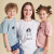 輪児ドレール親子は家族三人の半袖Tシャッツと親子四人の夏服を着ています。