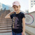 子供服と春夏の女性の速乾性半袖Tシャツの通気性の弾力性QJG 84107黒130